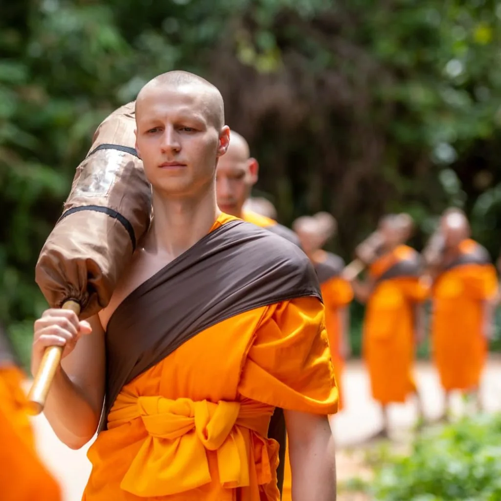 Monk walking meditation at iMonastery Chiang Mai